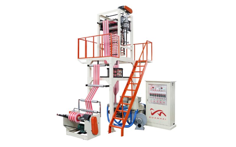 HDPE LDPE Double Color Striped Film Extrusion Machine For Plastic Shopping Garbage Bag SJ-40D*2
