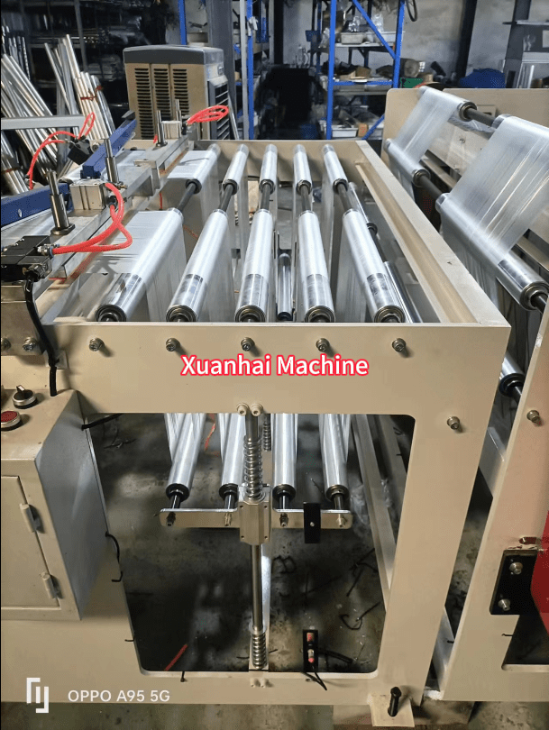 450mm*2 Double Lines Perforation Roll Plastic Food Storage Flat Bags Making Machine With Paper Core