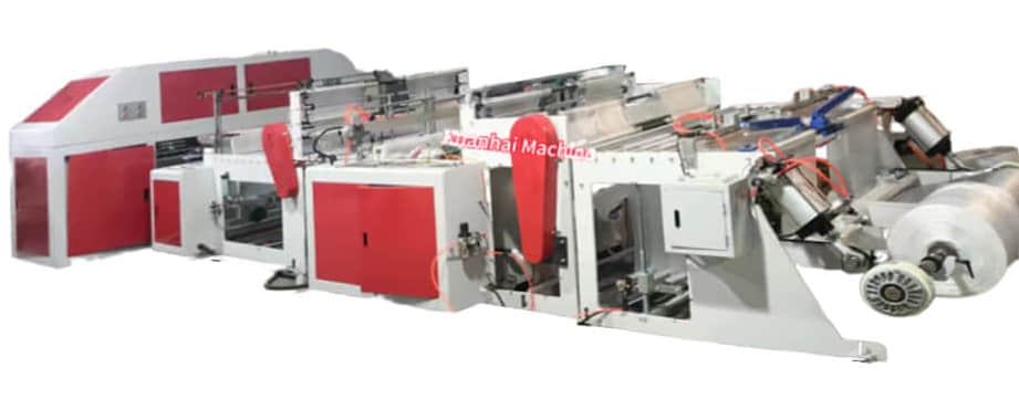 450mm*2 Double Lines Perforation Roll Plastic Food Storage Flat Bags Making Machine With Paper Core