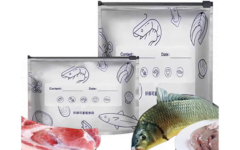 Reusable Zipper Freezer Aluminum Foil Fresh-keep Bags Stand up Pouch for Meat Fruit Vegetables