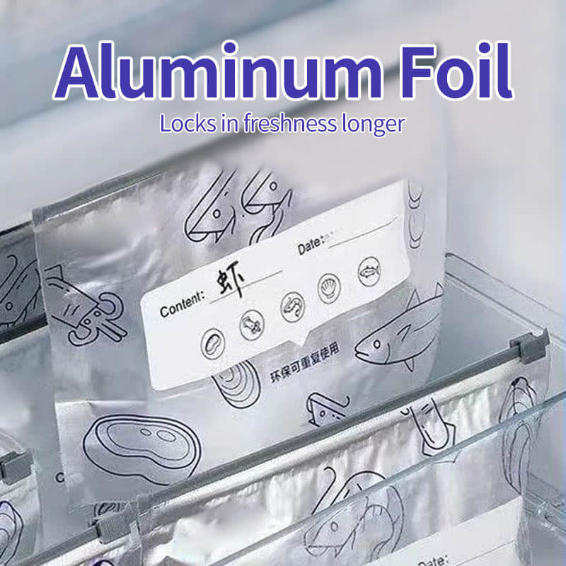 Reusable Zipper Freezer Aluminum Foil Fresh-keep Bags Stand up Pouch for Meat Fruit Vegetables