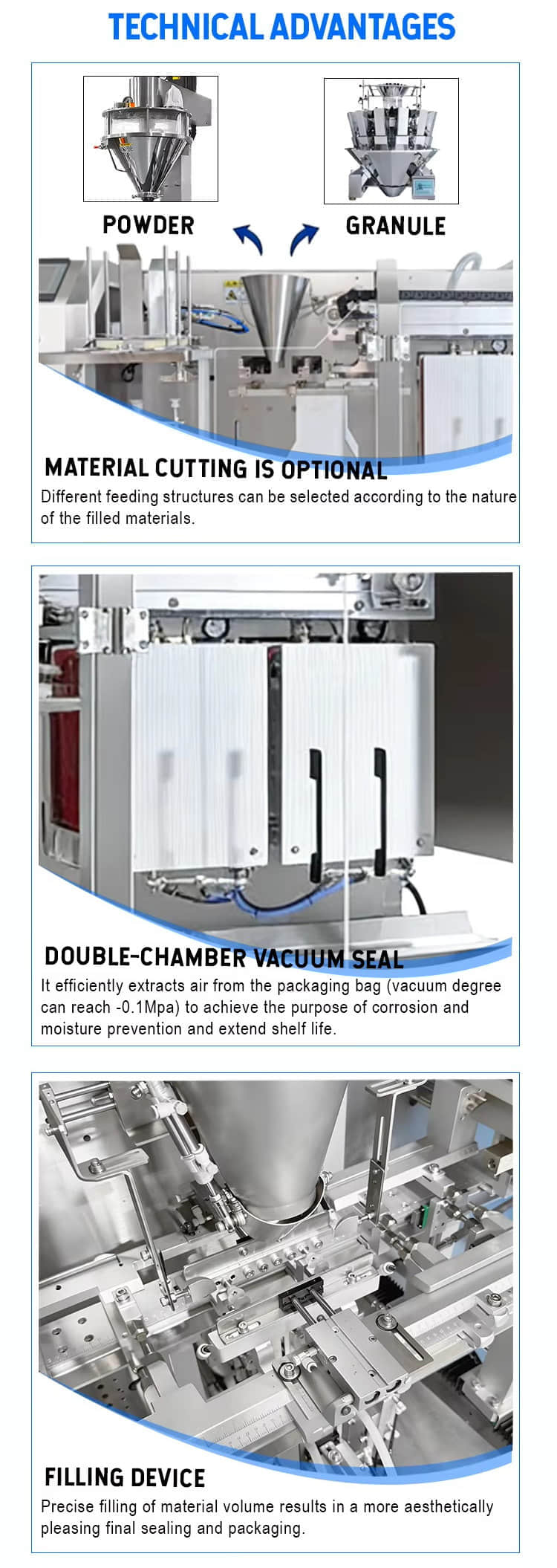 High-Speed Food Vacuum Premade Filling Machine Double Line Doypack Pouch Packaging