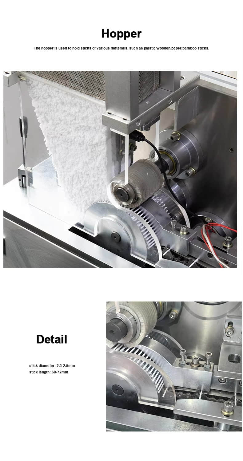Cotton Swab Making Machine Produce Cotton Swabs of Various Materials and Package in Zipper Bags
